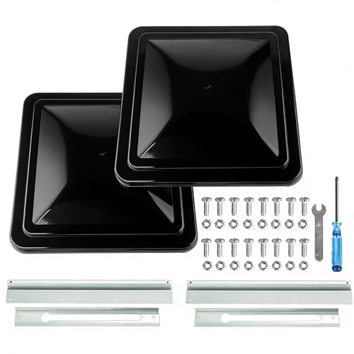 Image of 2 Pack 14 inch Universal Roof Vent Cover Vent Lid Replacement for RV, Trailer, Camper, Motorhome Roof Vent Cover Black