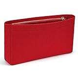 HyFanStr Handtaschen Organizer Filz mit Reißverschlusstasche, Taschen Organisator Tasche in Tasche Organizer, Taschenorganizer Innentaschen für Handtaschen Rot Klein
