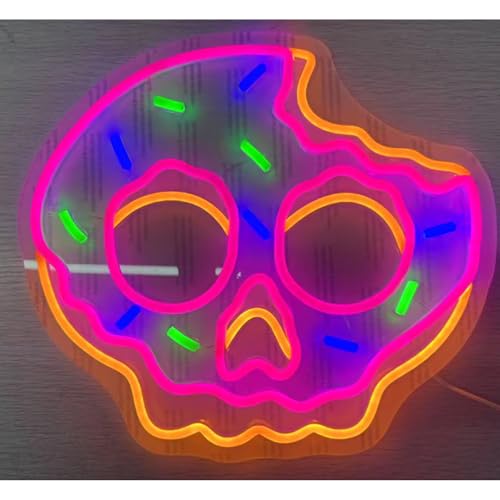 GLYOX Cartel de neón con forma de calavera, letrero de neón blanco cálido, letra, luces de neón, para decoración de pared, luces de neón regulables por USB, para dormitorio, bar, cafetería, club