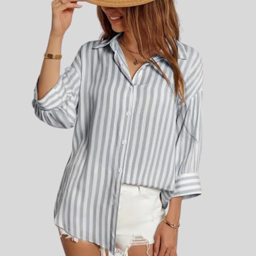 Image of IndoPrimo Striped Western Shirt for Women | Oversized Stylish Shirt Tops for Women