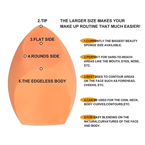 Extra Large Xl Make Up Beauty Sponges Blender,2Pcak 11Cm Big Makeup Beauty Sponge -2 Jumbo Beauty Blenders Give 2 Sponge Holder,For Dry & Wet Use,For Face,Body ,Blush Cream, Foundation #TOP2