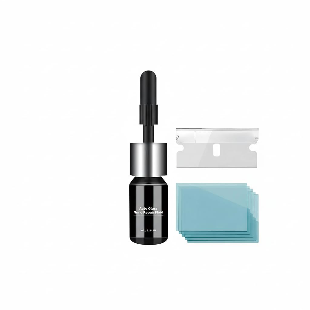 NALACAL Automotive Glass Nano Repair Solution Kit, New Windshield Crack Repair Kit, Windshield Repair Cracked Clear View Repair Solution, Car Glass Repair Glue Scratch Chip Cracks Repair Kit