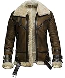 Mens Genuine Shearling Sheepskin Leather Bomber Flying Pilot Aviator B3 WWII Jacket (XS)
