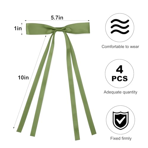 Set de 4 pinzas de lazo para cabello verdes y azules miniatura 2