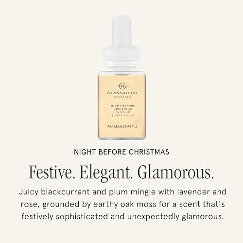 Pura x Glasshouse Home Scent Refill - Smart Air Diffuser - Hours of Luxury Fragrance per Refill - Home Essential - Clean & Safe Diffuser Fragrance - Night Before Christmas