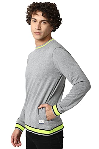 Image of Peter England Cotton Blend Men Crew Neck Sweatshirt