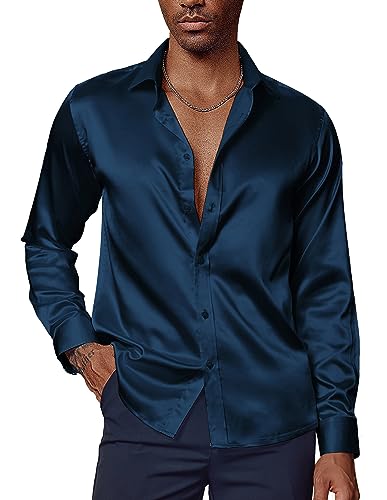 OCCASIONE - Le camicie eleganti da uomo a maniche lunghe sono facili da indossare per molte occasioni come matrimoni, feste, serate fuori, club, appuntamenti, balli, balli, balli, discoteca, lauree, concerti, Halloween e altro ancora