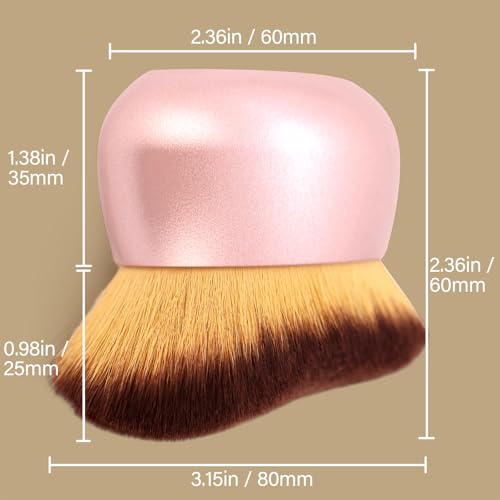 Image of Extra Large Body Makeup Brush For Self Tanner, Leg Makeup &Bronzer Blend,75 mm Wide-headed Kabuki Brush Provides More Even &Pretty Application, Oval Face&Back Makeup Brush, Wet&Dry Use- Pink Rose Gold