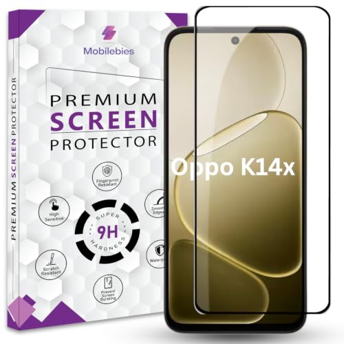 Image of Premium Tempered Glass Screen Protector Guard For Oppo K14x 5G (6.75 Inch, Pack of 1) | Edge to Edge Coverage With Easy to installation kit