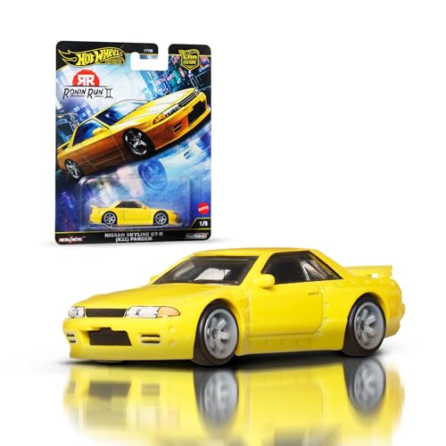 Hot Wheels Premium Car Culture Ronin Run 2 Nissan Skyline R32 Pandem Coche de juguete metálico coleccionable a escala 1:64 con neumáticos Real Riders, JBK88