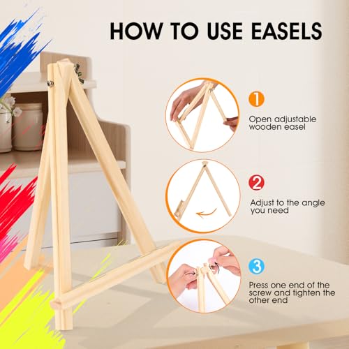 26 Pack 9 Inch Wood Easels, Easel Stand for Painting Canvases, Art, and Crafts, Tripod, Painting Party Easel, Kids Student Tabletop Easels for Painting, Portable Canvas Photo Picture Sign Holder