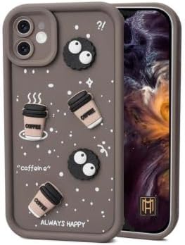 Back Case Cover Compatible with iPhone 11 | Cute Fun Cartoon 3D Ball Coffee Silicone Case | Body Protection | Camera Protection | Shock Proof | Color Black | (Brown)