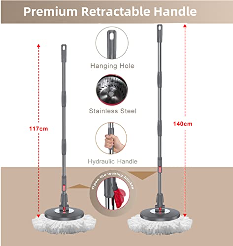 Spin Mop For Floor Cleaning - Microfiber Floor Mop With 2 Pcs Replacement Washable Mop Head, Wet And Dry Use Twist Mop For Wall Hardwood Laminate Tile - Voubien #TOP3