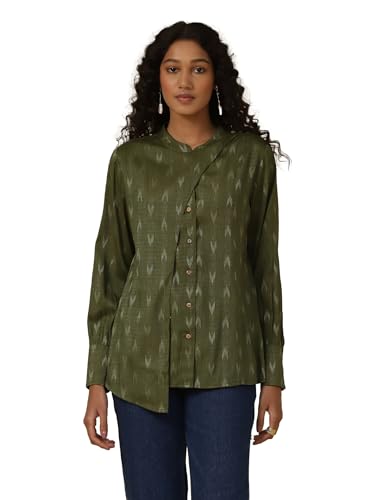Image of Aarke Ritu Kumar Green Yarn Dyed Shirt