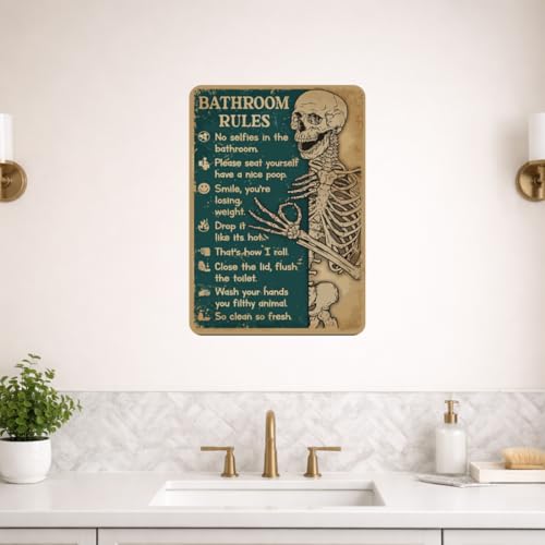 Image of Zesta Bathroom Decor Items Washroom Decor Tin Sign | Aesthetic Posters Wall Poster for Bedroom | Magnetic Cafe Decoration Items / Restaurant Decorations Items | Quirky Home Decor Bar Accent (Bathroom (4))