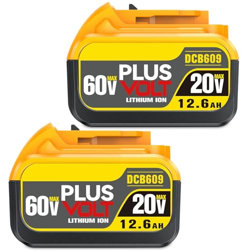Image of 12.6Ah 20V /60V Flex MAX Compatible with Dewalt Lithium Ion Battery with High Capacity Batteries Cordless Power Tools 60 Volt Baterias DCB606 DCB609 DCB612 DCB615 (2 Pack MAX 12.6Amp 60Volt)