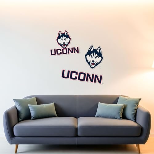 Autocollant UConn Huskies WallStix vinyle amovible 28x43 cm
