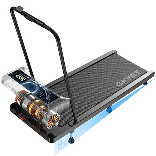 Image of Walking Pad Treadmill with Handle Bar, 8% Incline Under Desk Treadmill | Quiet 2.5HP motor, 265 lb capacity, 0.6-4 MPH speed, 15 x 35.4 in belt, compact for home office and small spaces