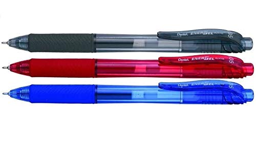 kit Pentel Caneta Retrátil Energel 0,5 BLN105 Preta Azul Vermelho