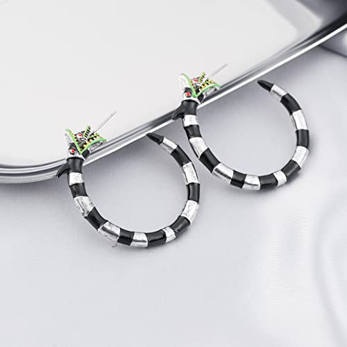 Coral Snake Earrings Halloween Sandworm Hoop Earrings for Women Men3