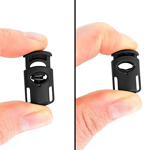 Sgt Knots Toaster Ellipse Spring Cord Lock - Plastic Toggle Stopper For Paracord, Drawstrings & More (10 Pack, Black) #TOP1