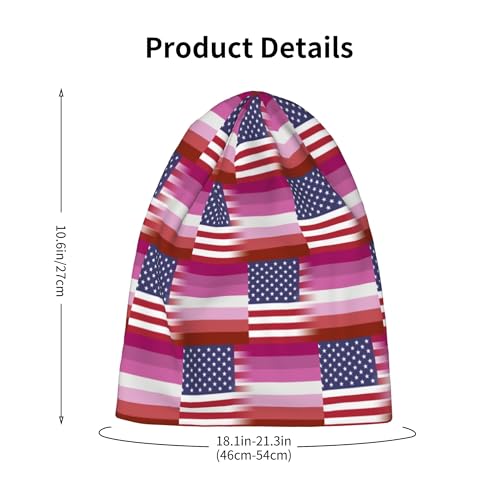 American Lesbian Flag Kids Leisure Elastic Knitted Hat Junior Large Size Knit Cap Child Beanie Black2