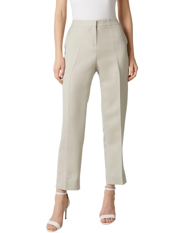 Kasper Women's Linen-Blend Mid-Rise Straight-Leg Ankle Pants (Summer Straw, 12)