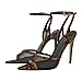 onlymakerheels Women's Heeled Sandals Mesh Stiletto Pointed Toe Open Toe Ankle Buckle Strap Slingback High Heel Sandals Summer Dress Shoes Leopard Print Size9