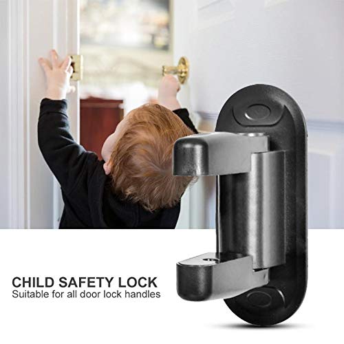 SagaSave 2 Pack Door Lever Lock Prevents Toddlers from Opening Doors, Simple Install Durable ABS for 3M Adhesive Backing, Fit for Kitchen Door, Front Door, Bedroom Door(Black)