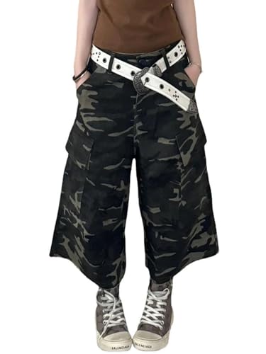 Jorts Women - Baggy Jorts Camo Jorts Short Jeans Y2k High Waist Jeans Camo Pants, Casual Streetwear Jeans Shorts