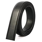 [BIGHAS] ベルト バックル 幅3cm 組み合わせ自由 メンズ オートロック式 帯のみ 単品 交換用 本革 レザー ビジネス 紳士ベルト 無段階 スーツベルト 穴なし カジュアル 大きいサイズ 丈夫 長持ち サイズ調整可能 おしゃれ ゴルフ (無地ブラック, ベルト150cm)