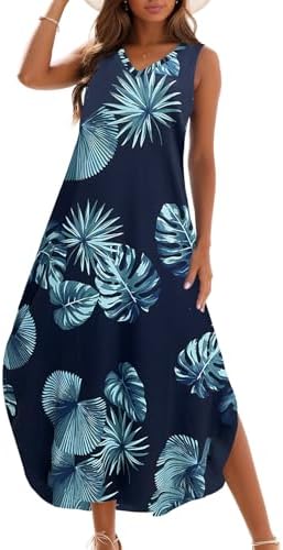 Zilcremo Women's Summer Casual Loose Sundress Long Dress Sleevele...