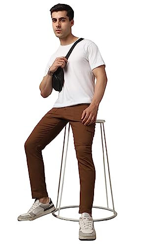 Image of Hubberholme Men's Regular Fit Cotton Trousers with Patch Pockets, Ankle Length Button Closure Cargo Chinos