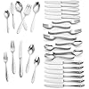 Lenox Silverware Set For 12, Butterfly Meadow 65-Piece Flatware Set, Service For 12, 18/10 Stainless Steel, Dishwasher Safe, Butterfly and Flower Motif, Includes Serving Utensils (Silver, 65 Piece)