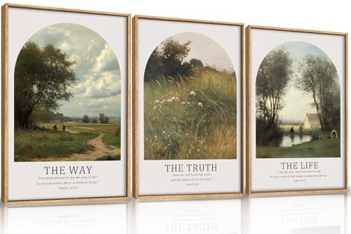 FWIEXA Christian Bible Verse Canvas Wall Art Set 3, Easter