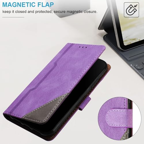 Coque Samsung S6 Edge Plus antichoc en cuir portefeuille violette - 2