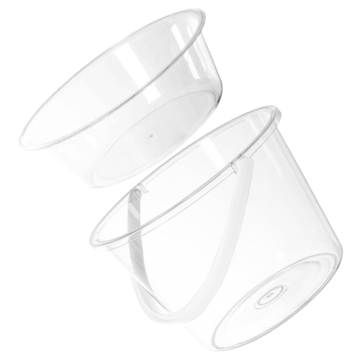 Cubo Transparente Tapa 2 Piezas para Limpieza Doméstica, Lavabo Facial y Baño, Cubo de Plástico Resistente Asa para Lavar Pies y Ropa, Organizador Multifuncional para Hogar