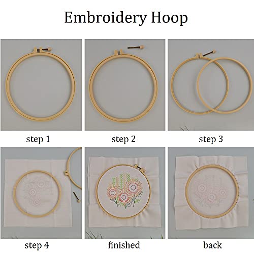 Mopulo Clear Embroidery Kit For Adults Beginners Starter Cross Stich Kit With Daisy Pattern Clear Organza Stamped Embroidery Cloth Hoops Threads Needles Easy Handmade Needlepoint Kits,Daisy #TOP6