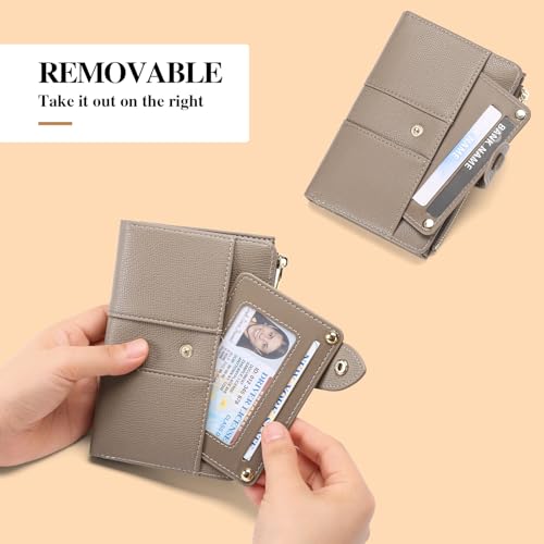GAEKEAO Wallet for Women Leather RFID Blocking Credit Card Holder Bifold Clutch Wallets for Women Zipper Coin with Removable ID Window 6