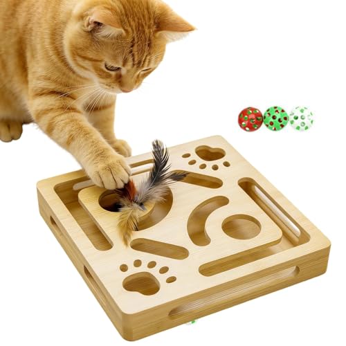 Huvqianu Cat Toys,�y�b�g�^���p�p�Y���{�b�N�X 3�̃{�[���t�� - �L �m�� �g�C | ���^���^��^�L �������O��e���X�K�[�f���p