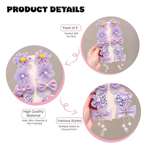 Image of SYGA 10-Piece Baby Hair Clip Set for Girls Delicate Bows, Flowers, and Heart Patterns Hair Pin Soft and Charming - Purple