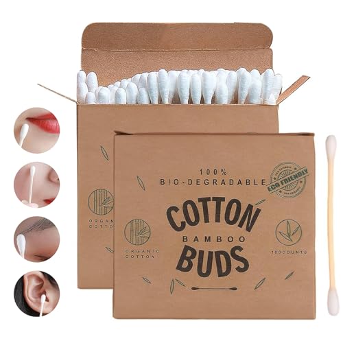 EUYKQNOI Hisopos de algodón de 200 Piezas, hisopos de algodón pequeños, Mango de Madera, para Tatuajes, Cejas, Belleza, Maquillaje, uñas