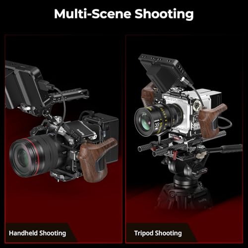 Image of SmallRig Rotating Left-Side Wooden Handle with NATO Clamp & NATO Rail, Load Capacity up to 15kg, One-Touch Rotation, 360 Angle Adjustment, Anti-Slip Design