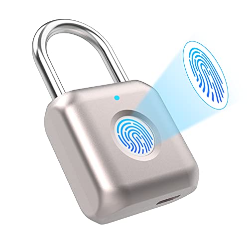 Eseesmart Cadenas Empreinte Digitale, Serrure Haute Sécurité Biométrique de USB Pour Cadenasr de Gym, Bagages, Casiers, Valises (Or)