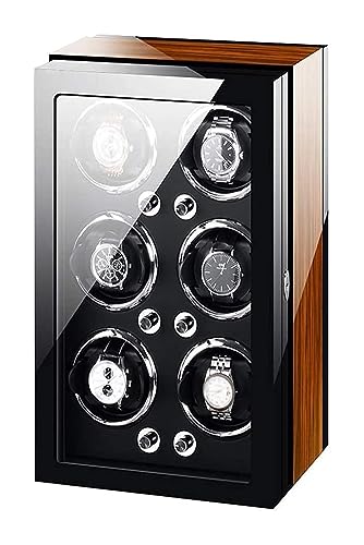 Cajas giratorias Bobinadora de reloj automática, caja de bobinadoras de reloj automáticas 6 almohadas suaves y flexibles Motor silencioso compatible con relojes for hombres y mujeres pintura de Piano