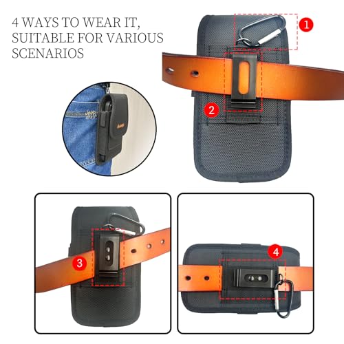 Aokotiyi Phone Holster, Nylon Belt Clip Pouch with Hook & Loop Closure, Outer & Inner Card Slots Compatible with iPhone 15 16 17 Pro Max Plus Samsung 6.5-6.8 Inch Phone by Aokotiyi - Used condition - Image 7