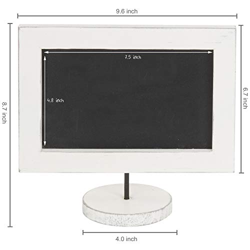 Mygift Vintage White Wood Framed Chalkboard Tabletop Sign With Round Pedestal Base, Small Eraseable Chalkboard Vertical Or Horizontal Display, Set Of 2 #TOP3