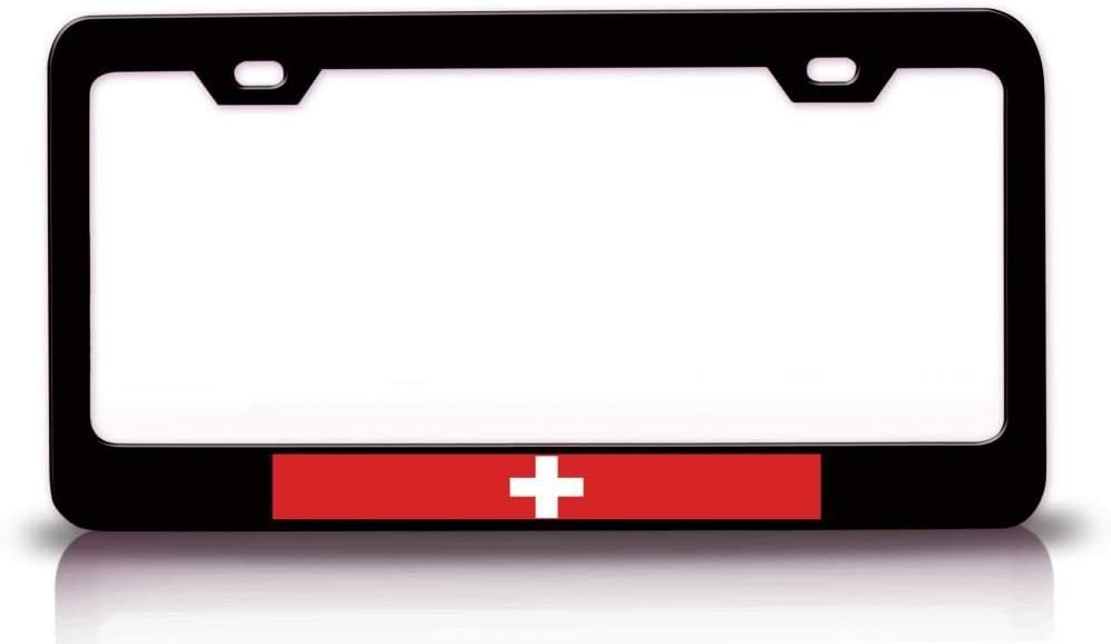 Switzerland Country Flags Metal Car SUV Truck License Plate Frame Bl h85
