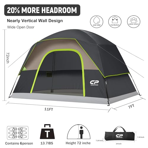 Image of CAMPROS CP Tents for Camping 2 /4 /6 Person, Waterproof Windproof Dome Tent