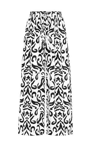 Image of PRETTYGARDEN Womens Pants Elastic Waist Floral Lightweight Palazzo Pants for Women Casual Lounge Wide Leg Pants Woman